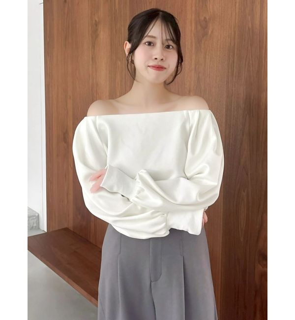 dazzlin「【吉田朱里】タックスリーブオフショルスウェット ※BLACK WEB限定カラー」|スウェット・ジャージ|