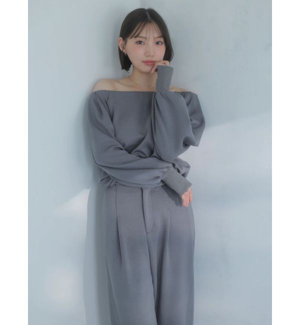 dazzlin「【吉田朱里】タックスリーブオフショルスウェット ※BLACK WEB限定カラー」|スウェット・ジャージ|