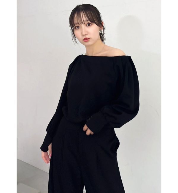 dazzlin「【吉田朱里】タックスリーブオフショルスウェット ※BLACK WEB限定カラー」|スウェット・ジャージ|