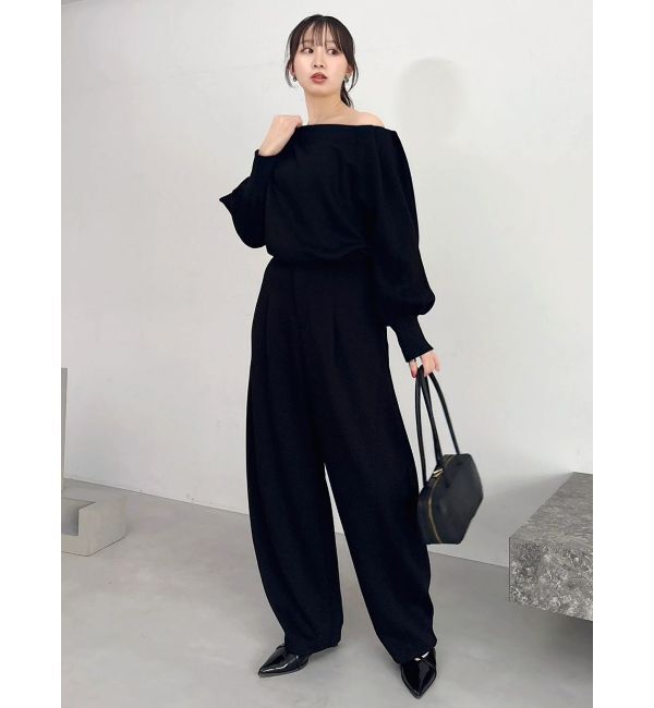 dazzlin「【吉田朱里】タックスリーブオフショルスウェット ※BLACK WEB限定カラー」|スウェット・ジャージ|