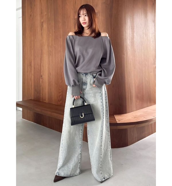 dazzlin「【吉田朱里】タックスリーブオフショルスウェット ※BLACK WEB限定カラー」|スウェット・ジャージ|