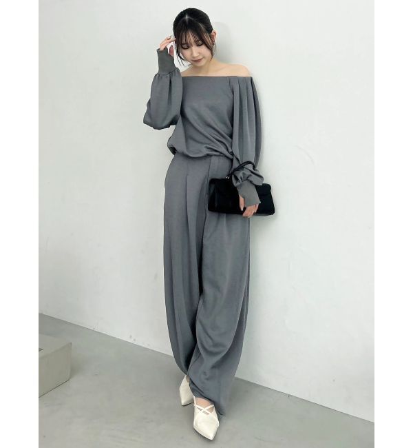 dazzlin「【吉田朱里】タックスリーブオフショルスウェット ※BLACK WEB限定カラー」|スウェット・ジャージ|
