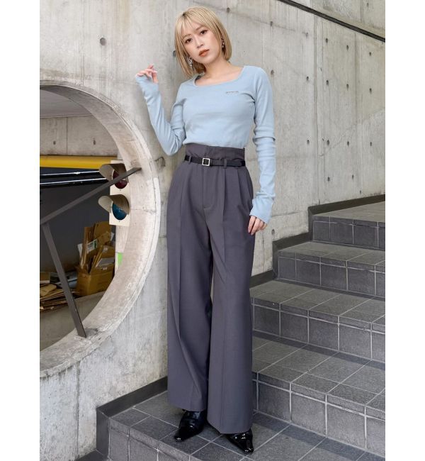 MURUA「フェイクレザーベルトハイウエストパンツ」|その他|