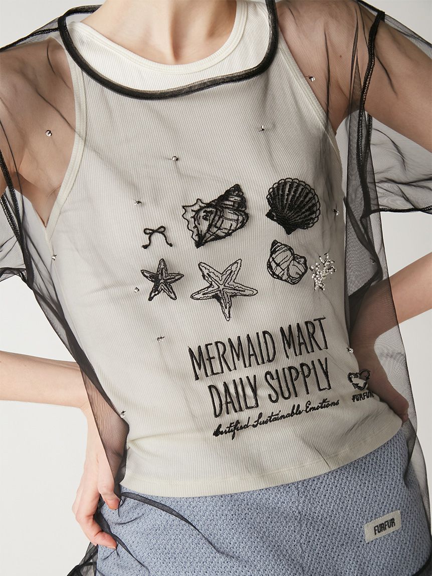 FURFUR「マリン刺繍チュールセットTシャツ」|Tシャツ・カットソー|