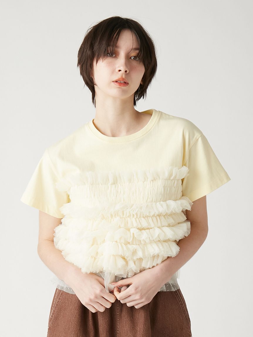 FURFUR「チュールドッキングTシャツ」|Tシャツ・カットソー|