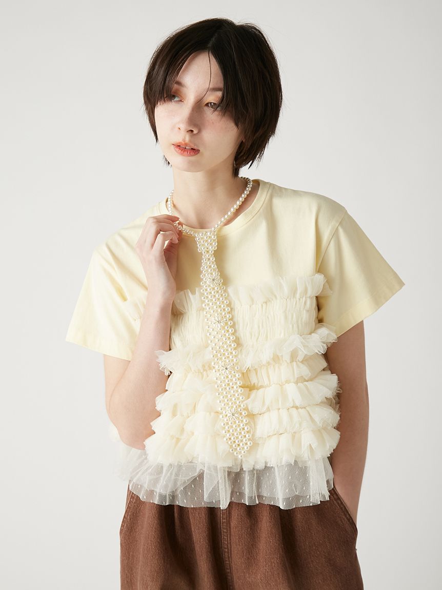 FURFUR「チュールドッキングTシャツ」|Tシャツ・カットソー|