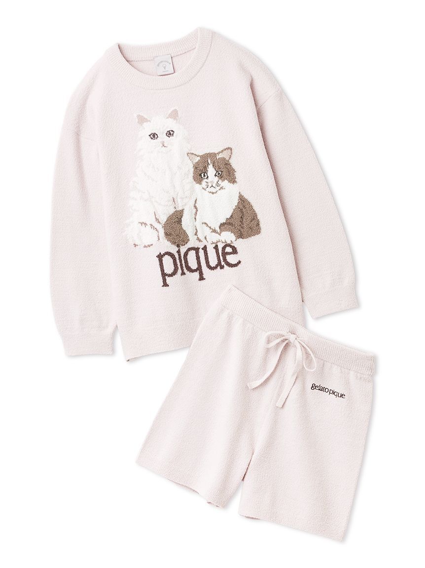 GELATO PIQUE KIDS & BABY「【JUNIOR】エアリーモコキャットジャガードプルオーバー&ショートパンツセット」|ルームウェア|PNK