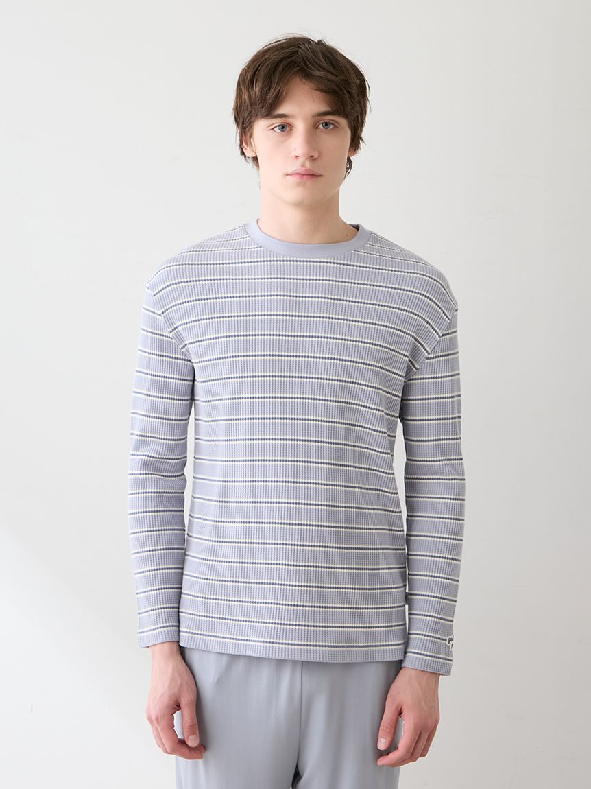 GELATO PIQUE HOMME「【HOMME】ワッフルボーダーロンT」|ルームウェア|