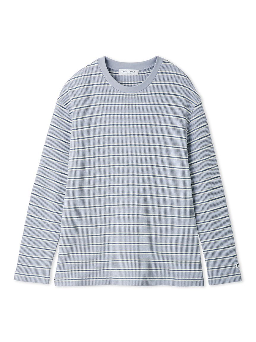 GELATO PIQUE HOMME「【HOMME】ワッフルボーダーロンT」|ルームウェア|BLU