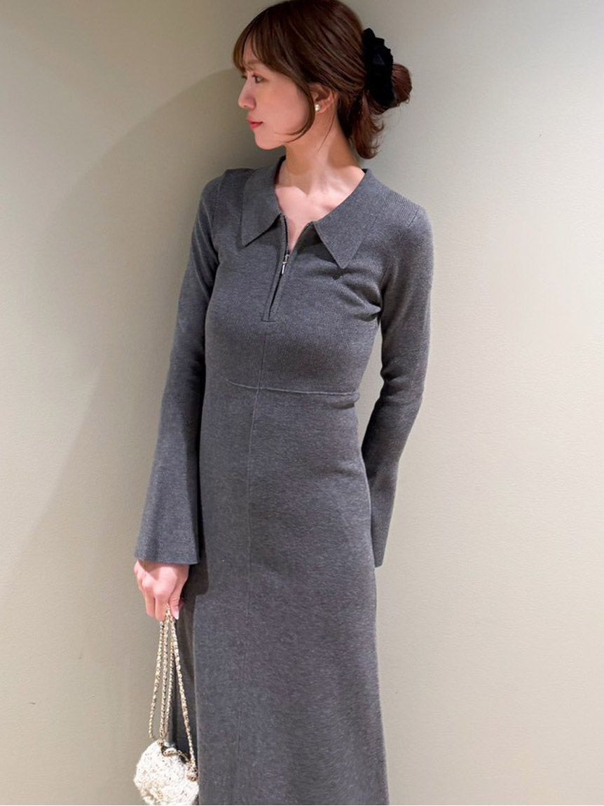 SNIDEL「Sustainableスキッパーニットワンピース」|ワンピース|