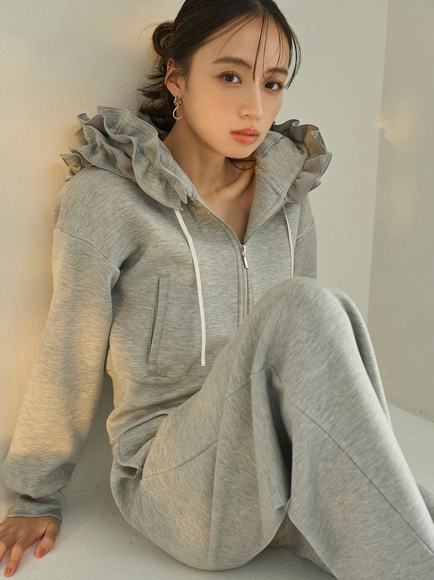 SNIDEL「【多色展開あり】フリルショートジップパーカー」|パーカー|