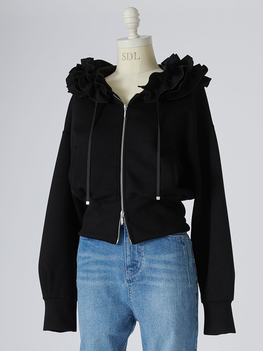 SNIDEL「【多色展開あり】フリルショートジップパーカー」|パーカー|