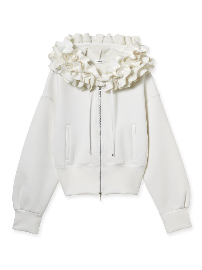 SNIDEL「【多色展開あり】フリルショートジップパーカー」|パーカー|