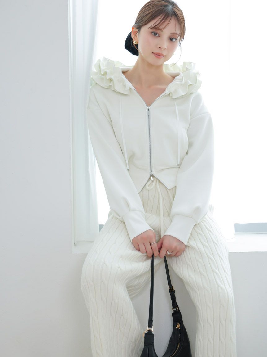SNIDEL「【多色展開あり】フリルショートジップパーカー」|パーカー|