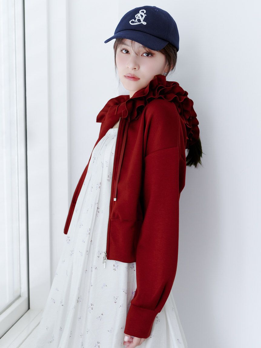 SNIDEL「【多色展開あり】フリルショートジップパーカー」|パーカー|WINE