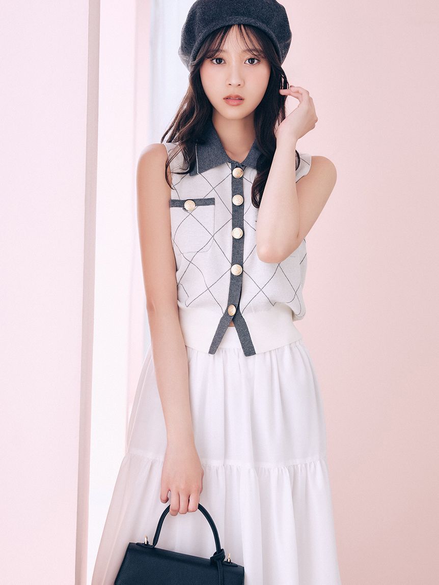 SNIDEL「ニットベスト&times;ティアードスカートセット」|ワンピース|