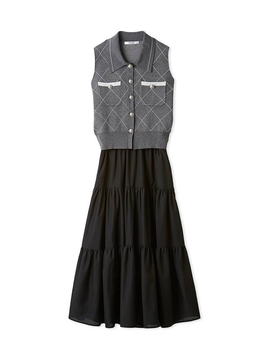 SNIDEL「ニットベスト&times;ティアードスカートセット」|ワンピース|GRY