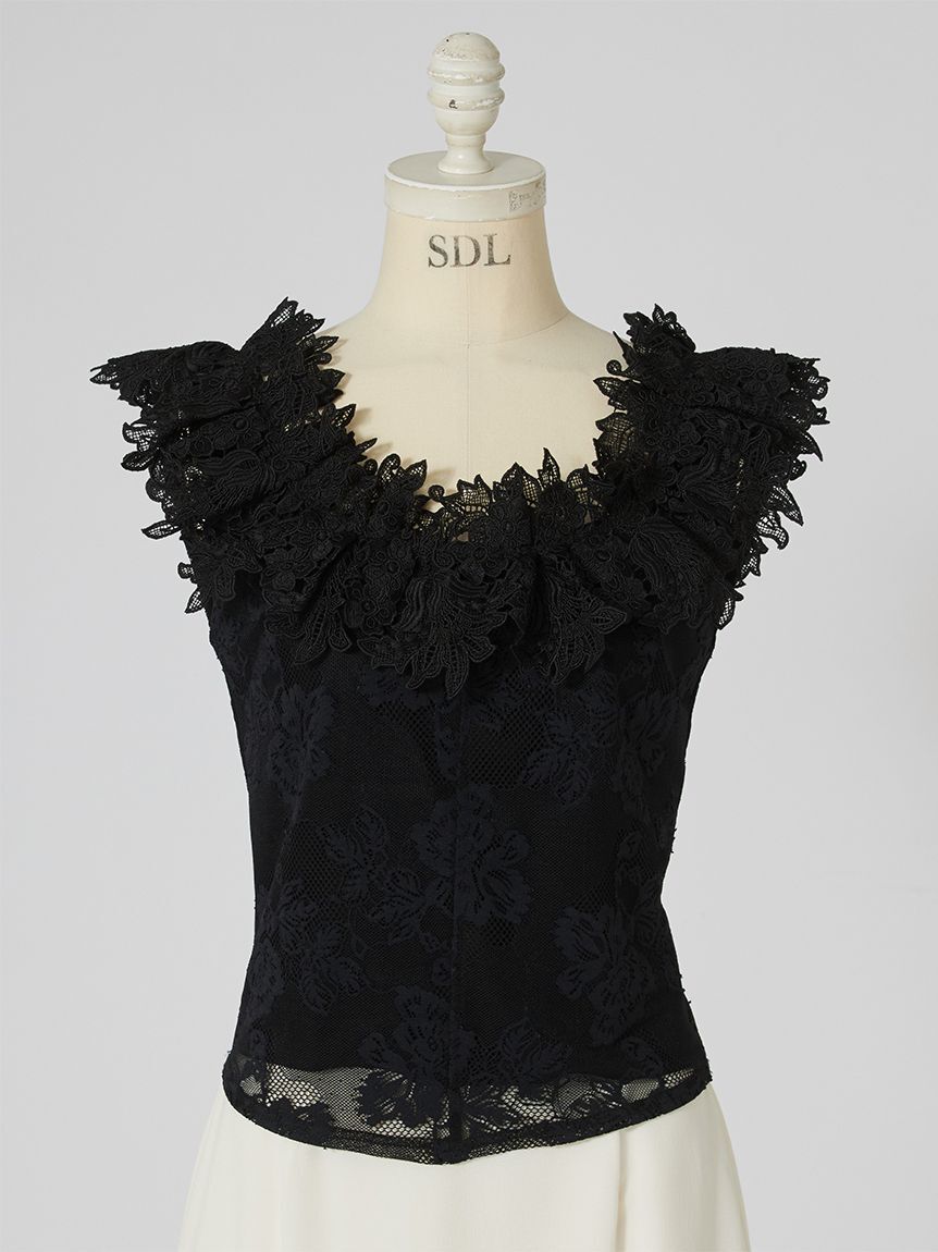 SNIDEL「フリルカラーカットレースTOPS」|Tシャツ・カットソー|