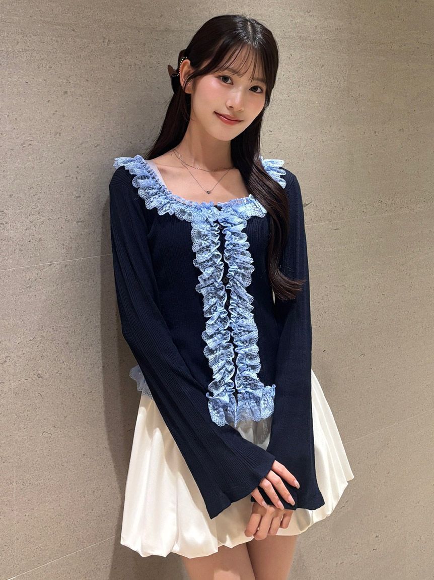SNIDEL「【ベストセラー/多色展開あり】フリルニットプルオーバー」|ニット・セーター|