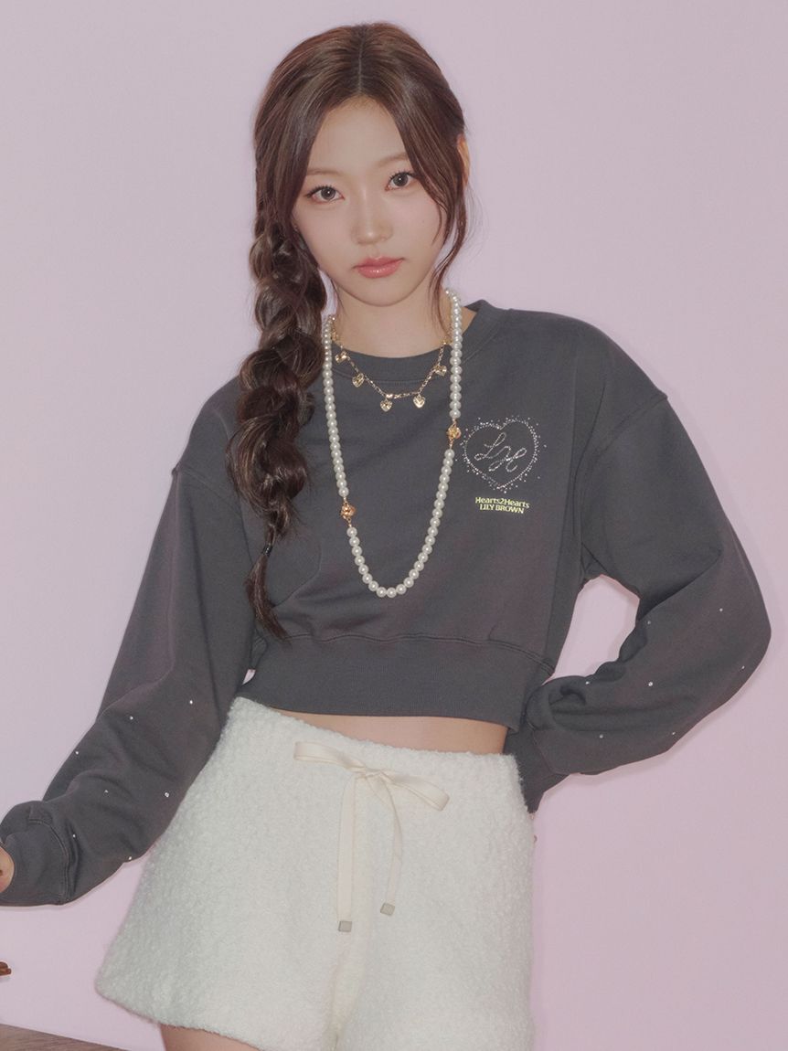 LILY BROWN「【LILY BROWN&times;Hearts2Hearts】コラボレーションビジューロゴスウェット」|スウェット・ジャージ|