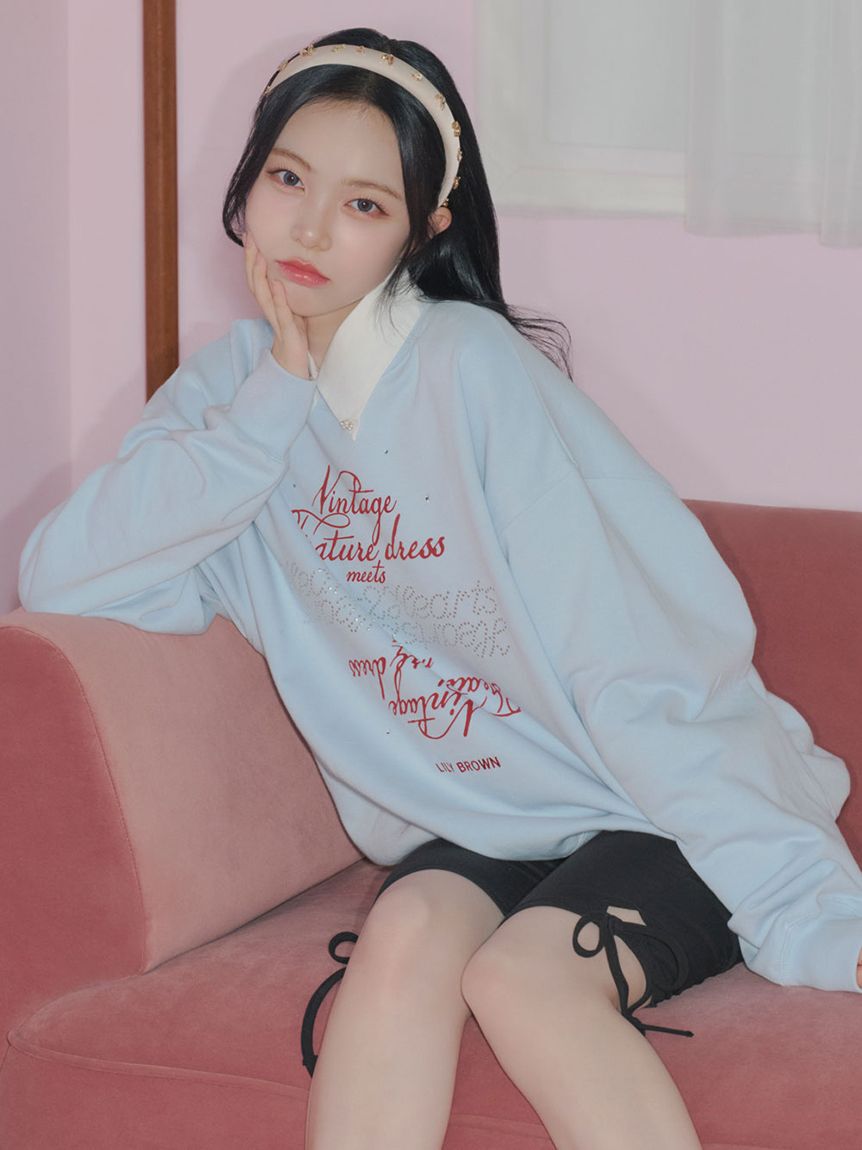LILY BROWN「【LILY BROWN&times;Hearts2Hearts】コラボレーションビジューロゴスウェット」|スウェット・ジャージ|
