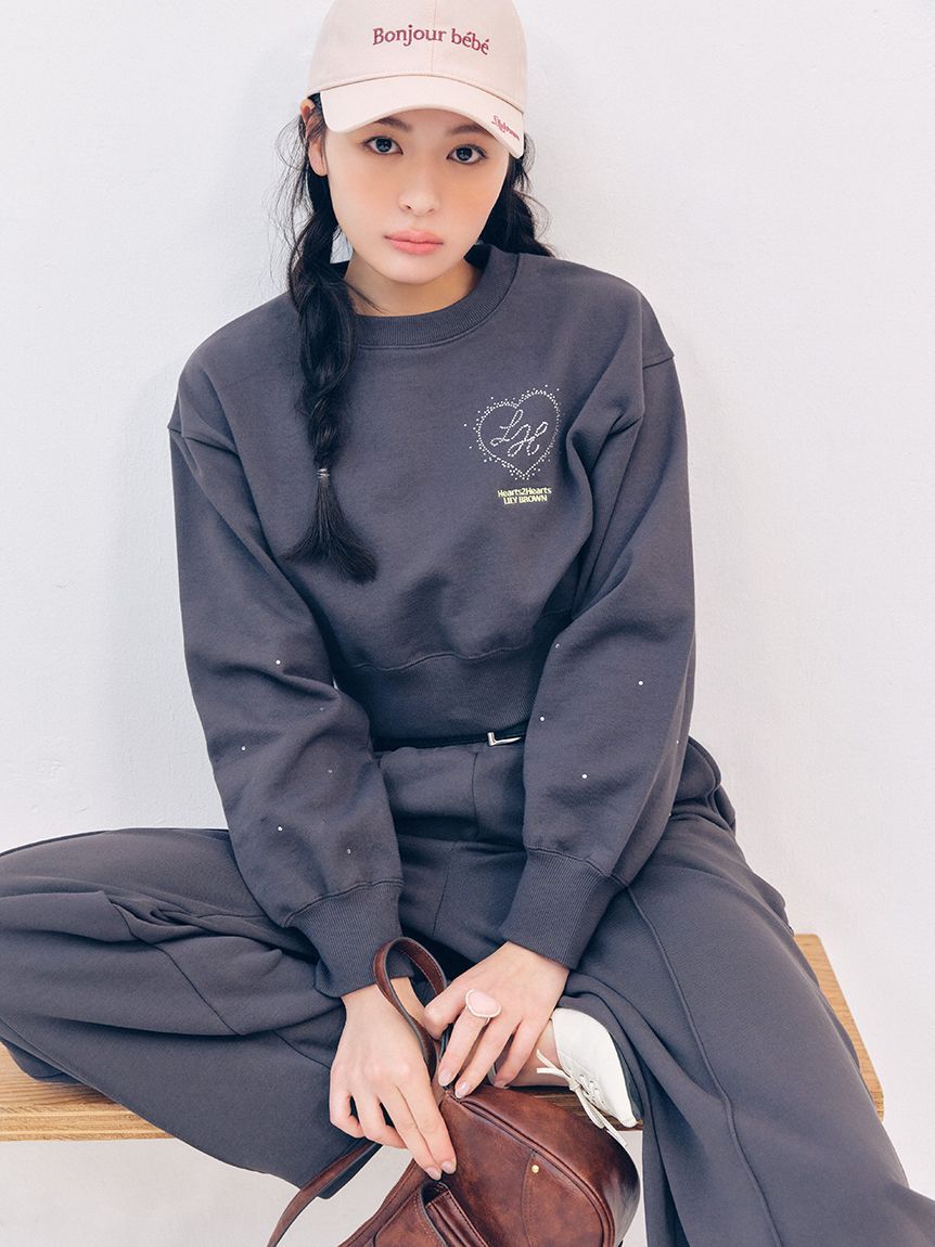 LILY BROWN「【LILY BROWN&times;Hearts2Hearts】コラボレーションビジューロゴスウェット」|スウェット・ジャージ|