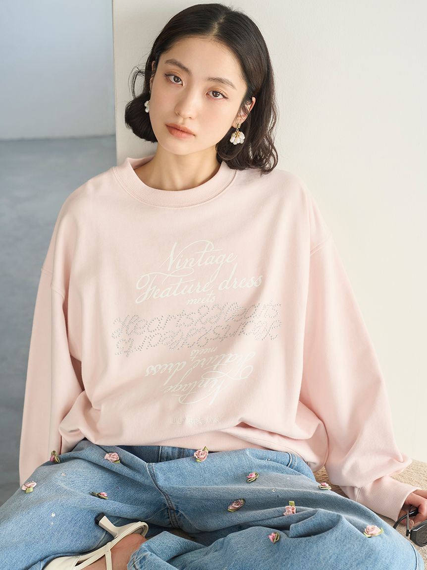 LILY BROWN「【LILY BROWN&times;Hearts2Hearts】コラボレーションビジューロゴスウェット」|スウェット・ジャージ|
