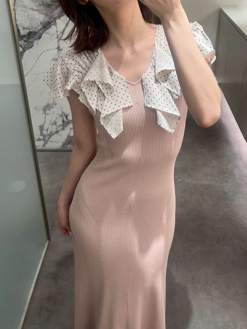 LILY BROWN「ラッフルフリルコンビニットワンピース」|ワンピース|