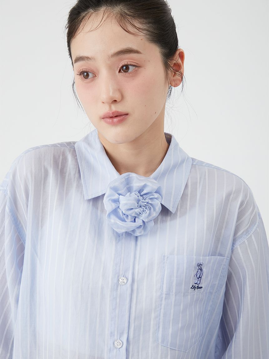 LILY BROWN「【Lily Bear】シュシュセットシアーシャツ」|シャツ・ブラウス|