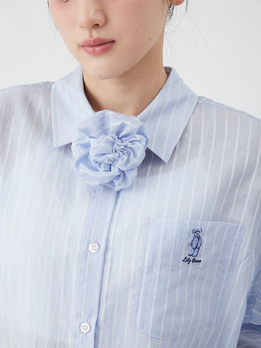 LILY BROWN「【Lily Bear】シュシュセットシアーシャツ」|シャツ・ブラウス|