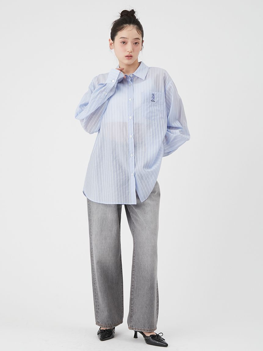 LILY BROWN「【Lily Bear】シュシュセットシアーシャツ」|シャツ・ブラウス|