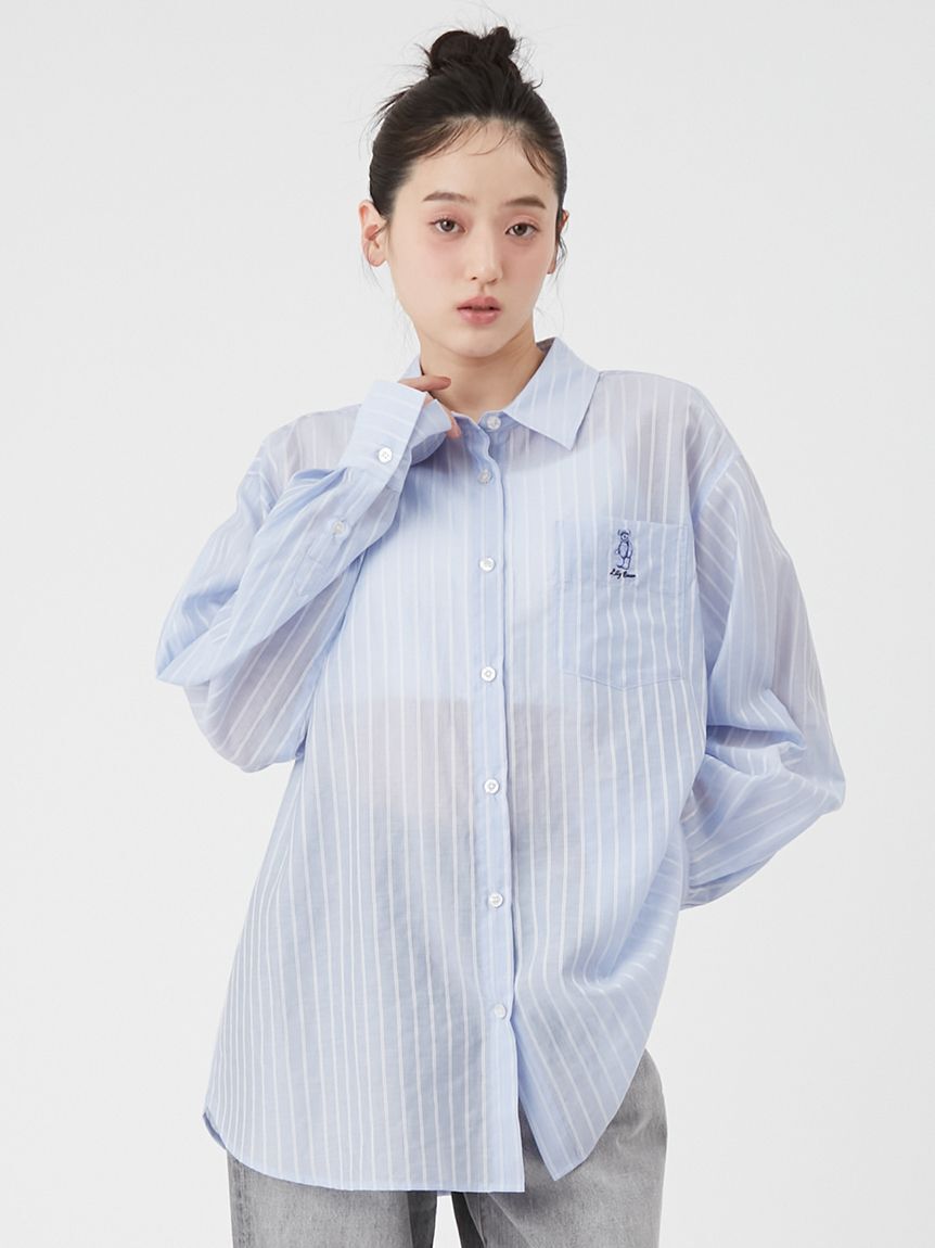 LILY BROWN「【Lily Bear】シュシュセットシアーシャツ」|シャツ・ブラウス|