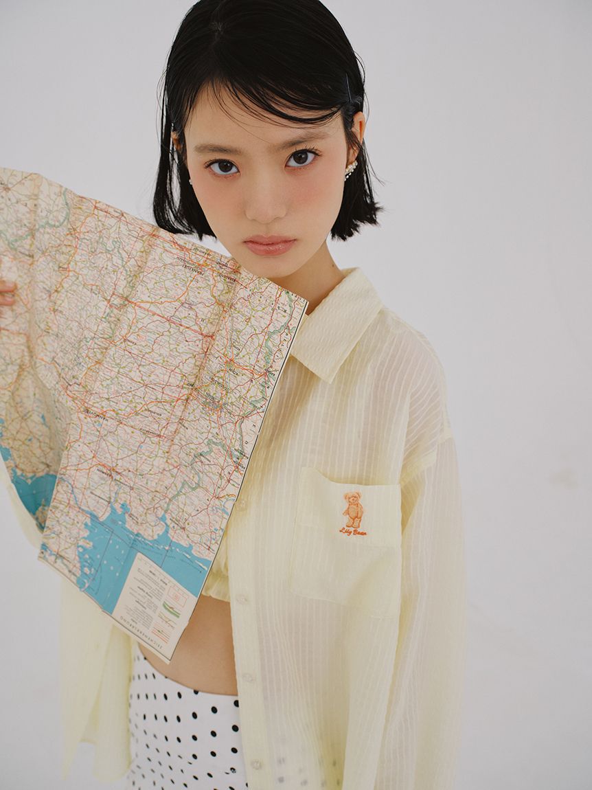 LILY BROWN「【Lily Bear】シュシュセットシアーシャツ」|シャツ・ブラウス|