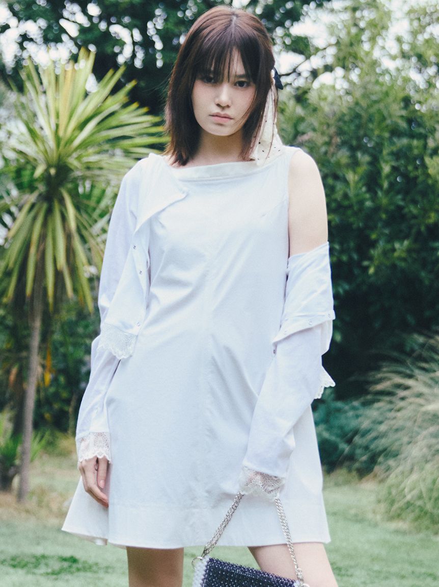 LILY BROWN「フレアシャツミニワンピース」|ワンピース|WHT