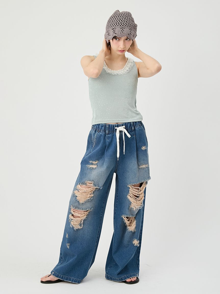 LILY BROWN「ワイドレッグリラックスデニムパンツ」|デニム|