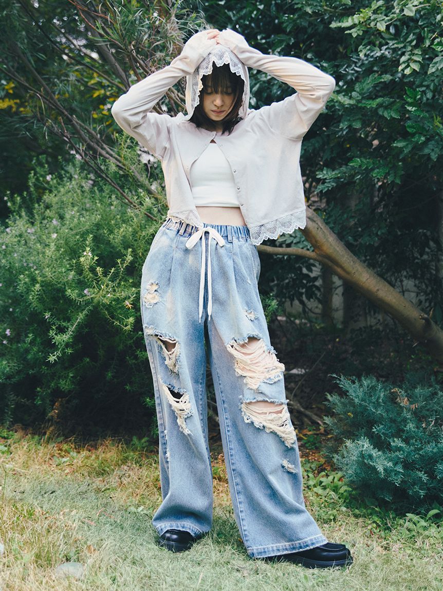 LILY BROWN「ワイドレッグリラックスデニムパンツ」|デニム|