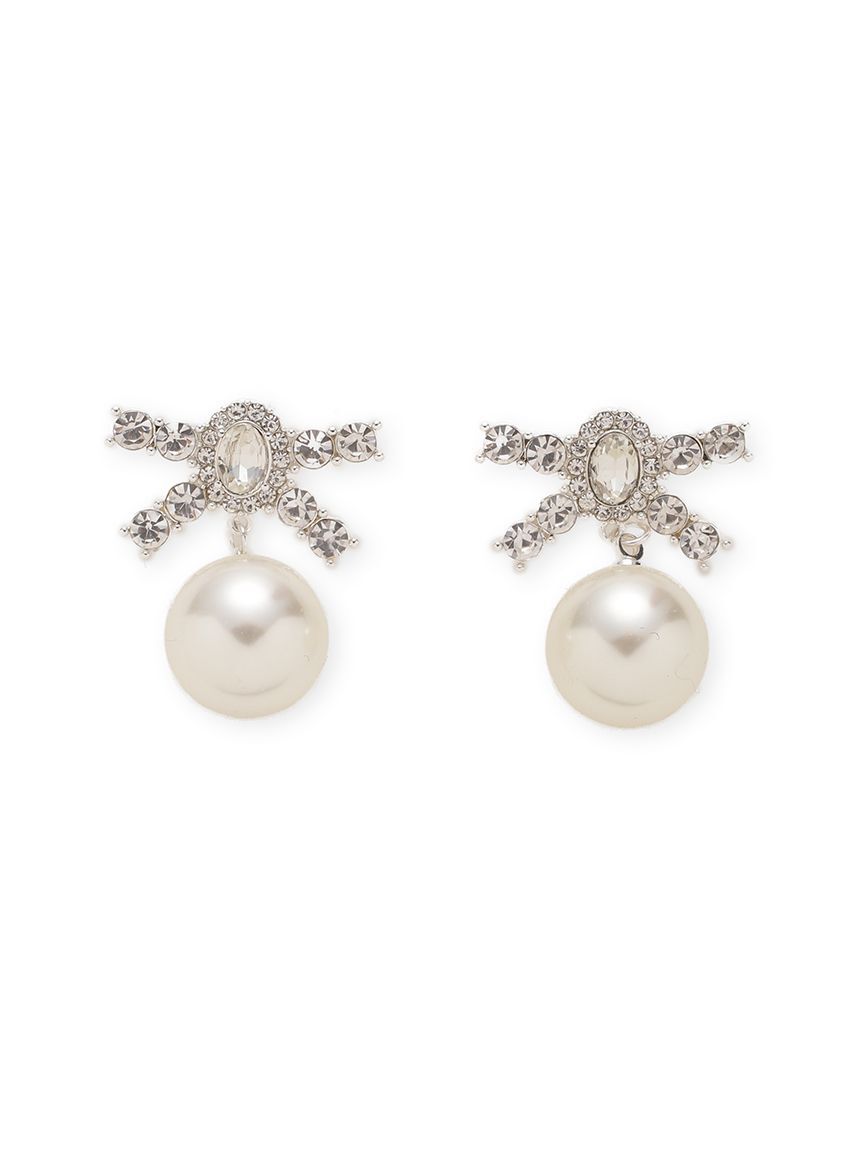 LILY BROWN「[L.B CANDY STOCK]ビジューリボンパールピアス」|ピアス|