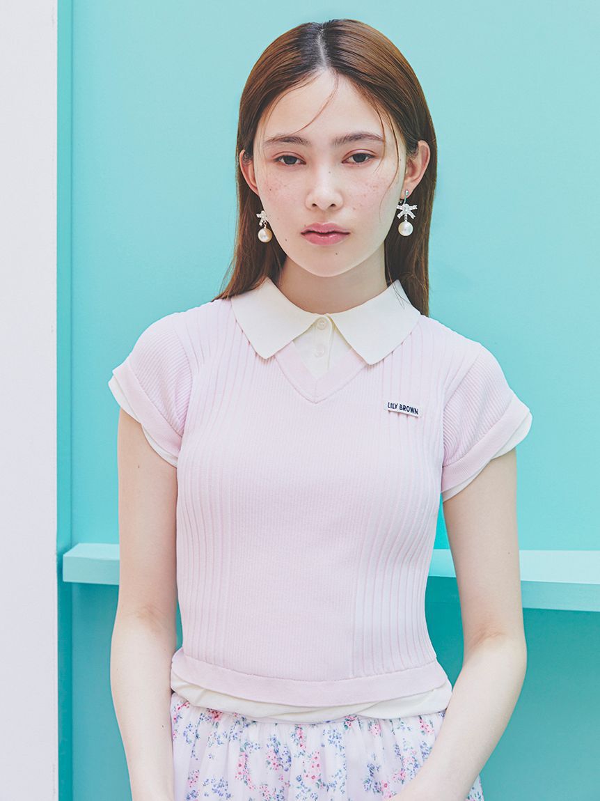 LILY BROWN「[L.B CANDY STOCK]ビジューリボンパールピアス」|ピアス|