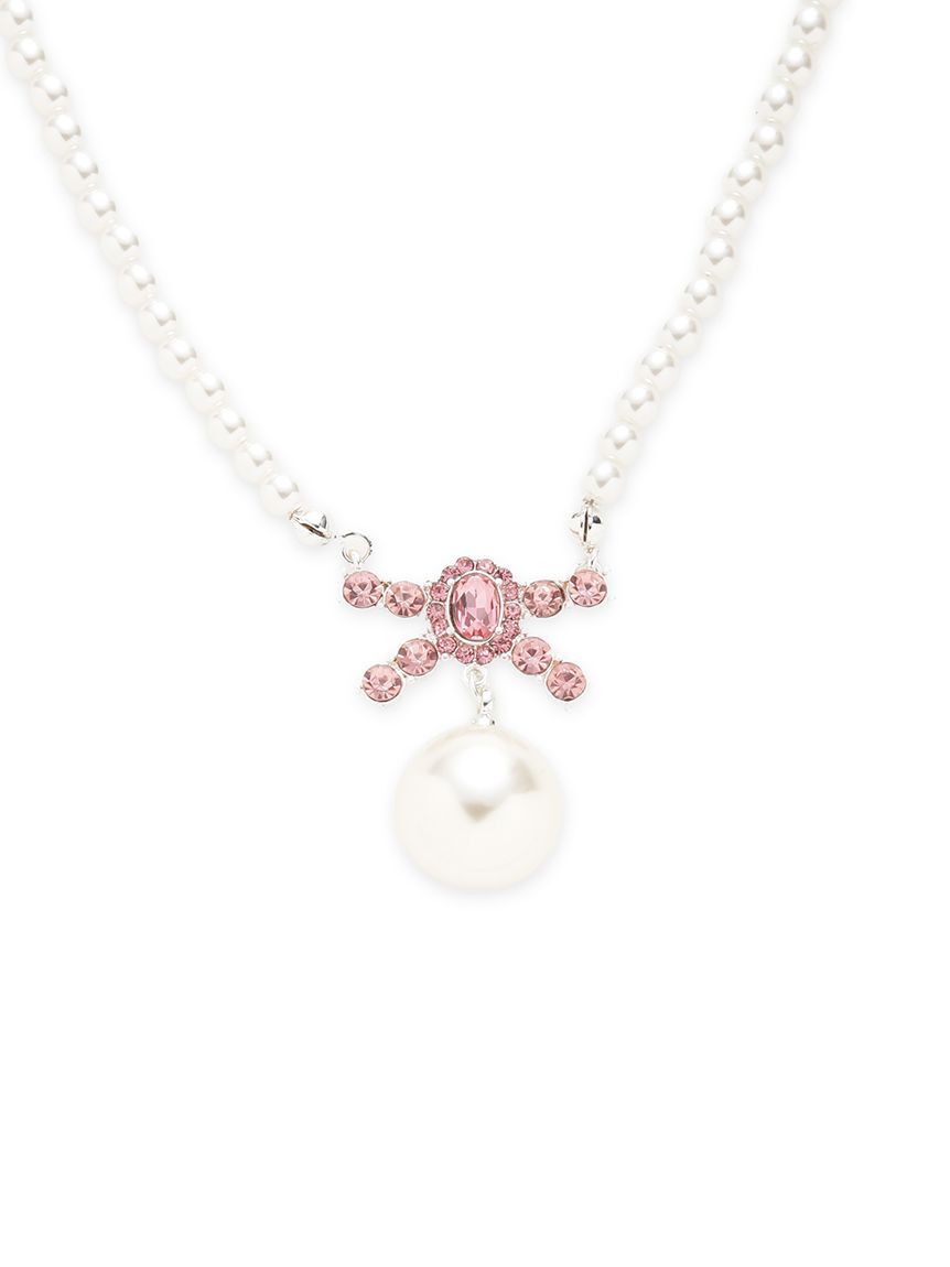 LILY BROWN「[L.B CANDY STOCK]ビジューリボンパールネックレス」|ネックレス|