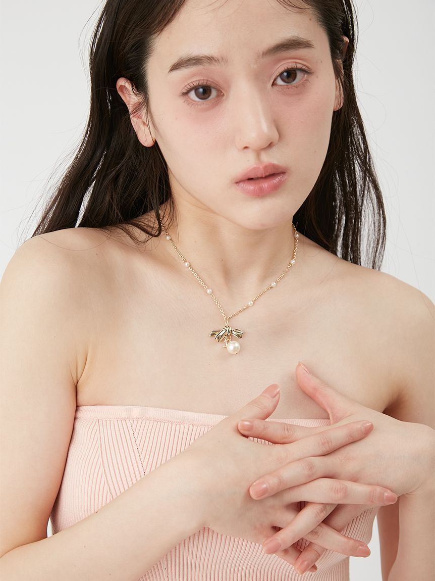 LILY BROWN「マリンリボンパールネックレス」|ネックレス|