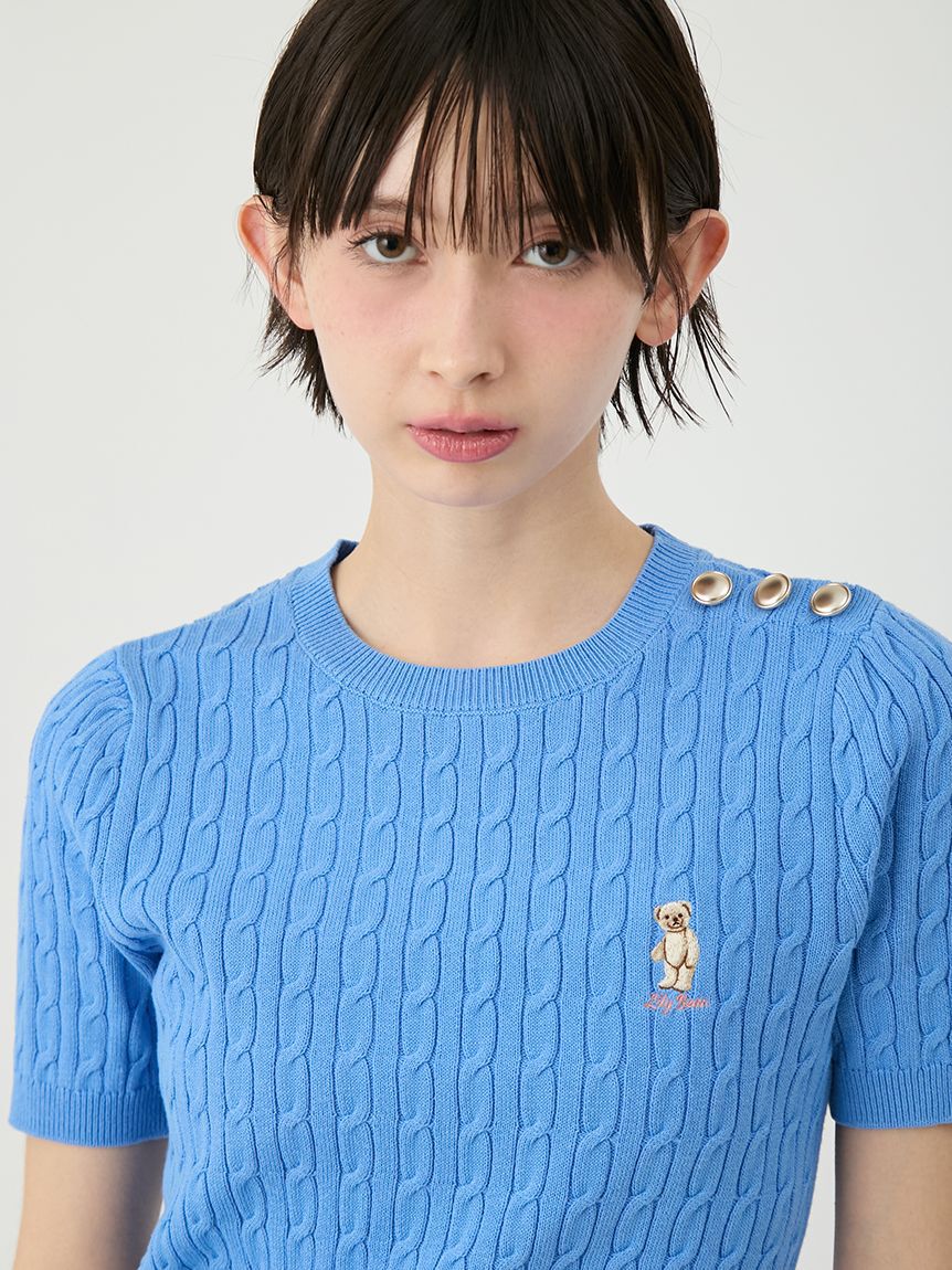 LILY BROWN「【Lily Bear】サイドボタンケーブルニット」|ニット・セーター|