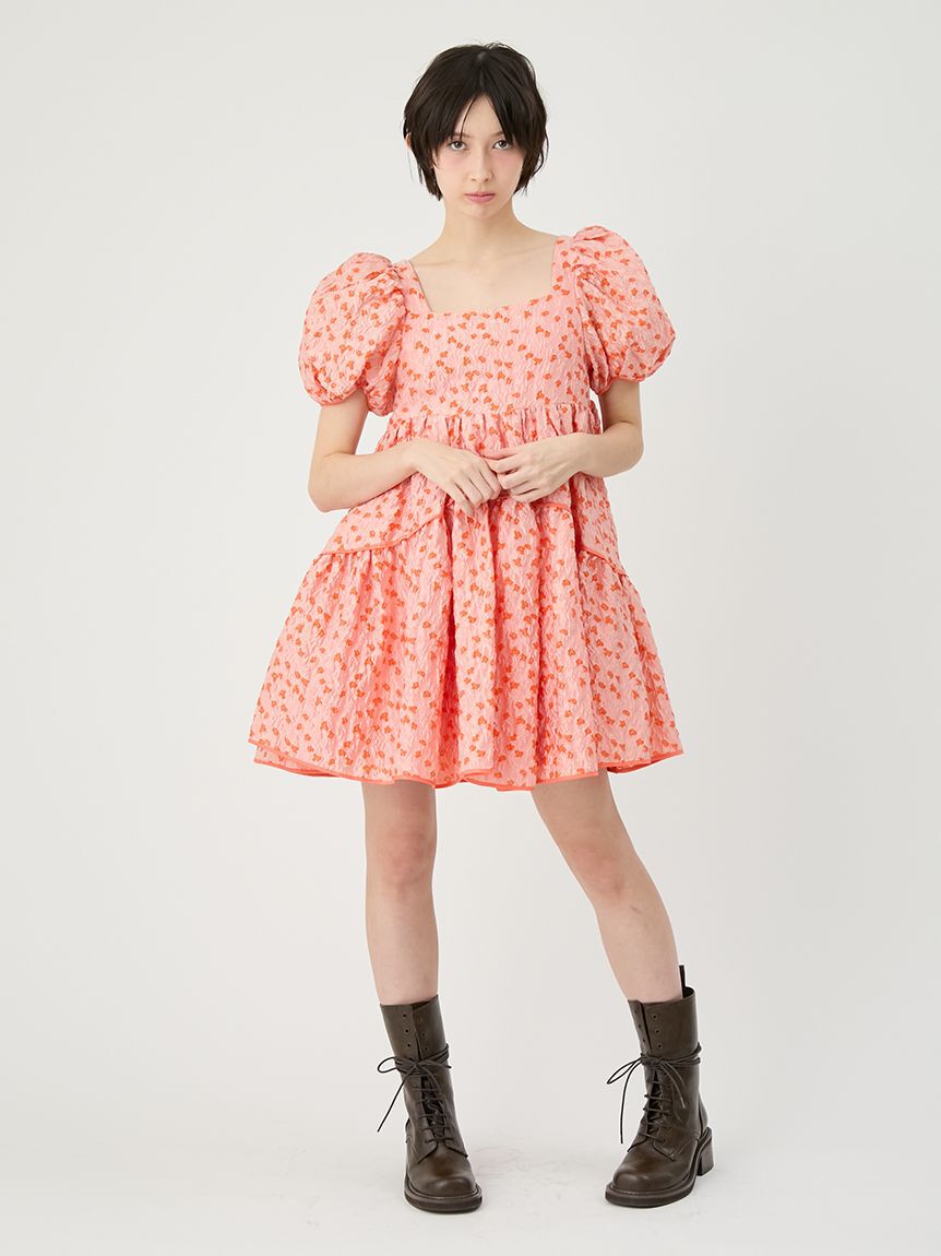 LILY BROWN「ジャガードボリュームバックリボンミニワンピース」|ワンピース|