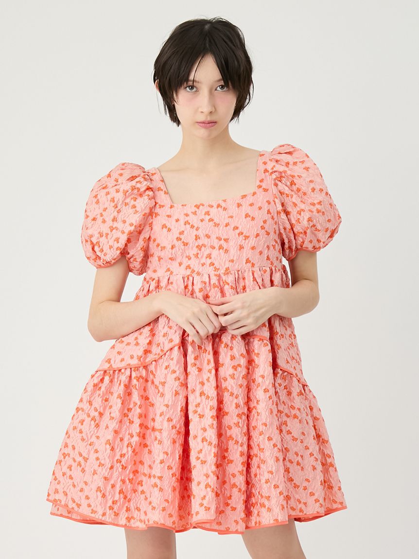 LILY BROWN「ジャガードボリュームバックリボンミニワンピース」|ワンピース|