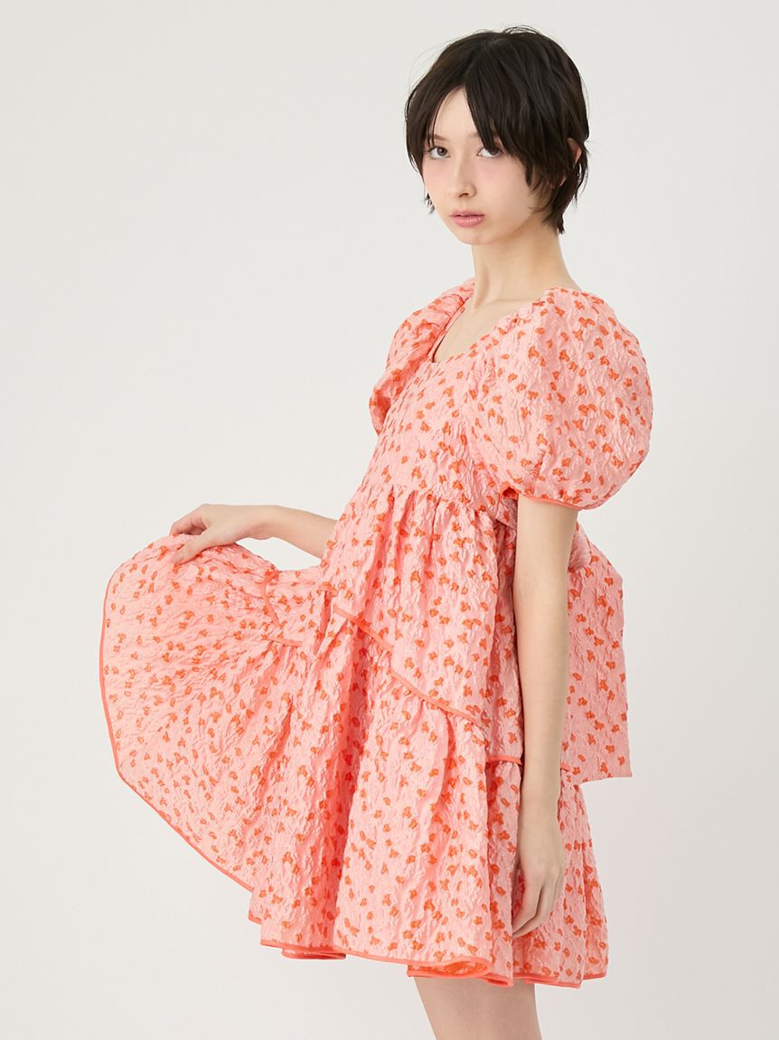 LILY BROWN「ジャガードボリュームバックリボンミニワンピース」|ワンピース|