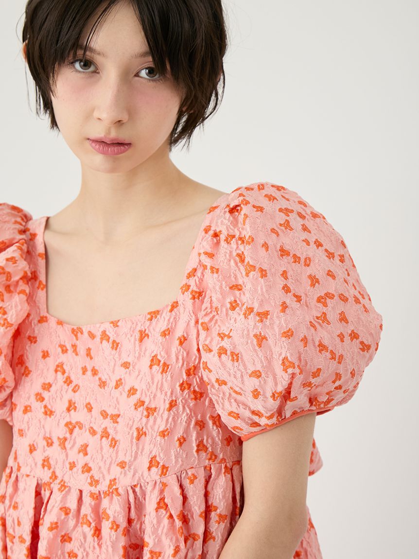 LILY BROWN「ジャガードボリュームバックリボンミニワンピース」|ワンピース|