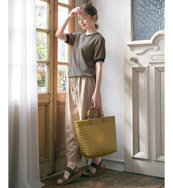 ikka「麻混ベルト付きワイドパンツ」|その他|
