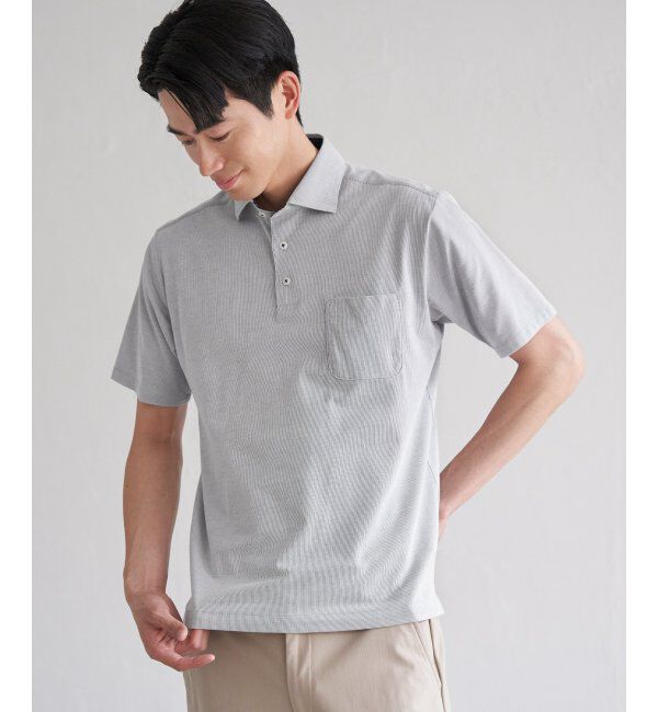 IKKA LOUNGE「【吸水速乾／イージーケア】アーバンドライカッタウェーポロシャツ」|Tシャツ・カットソー|ネイビーブルー