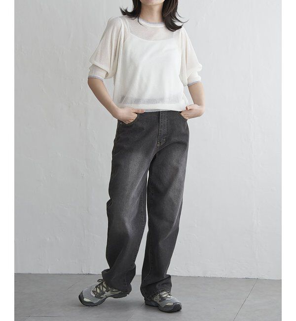 VENCE share style「梨地袖配色トップス」|ニット・セーター|