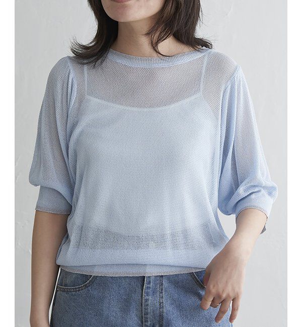 VENCE share style「梨地袖配色トップス」|ニット・セーター|