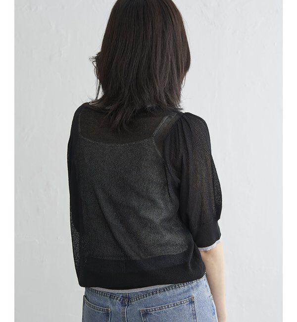 VENCE share style「梨地袖配色トップス」|ニット・セーター|